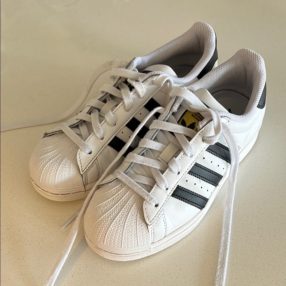 Adidas White and Black Superstar Sneakers